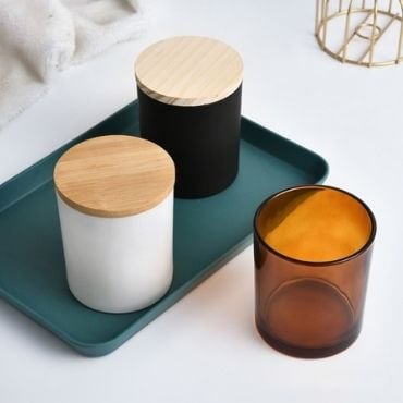 Candle jars with wooden lids wholesale